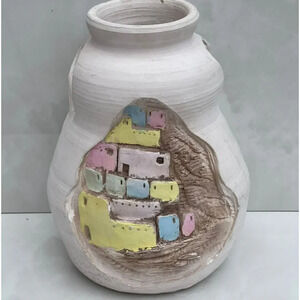 Comanche Land Southwestern Hand Made Vase White Sz 12"